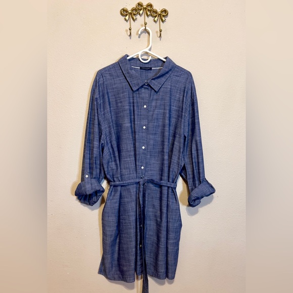 Tommy Hilfiger Chambray Shirt Dress w/ Long Sleeve Tab & Button. Size 2X - Picture 1 of 5